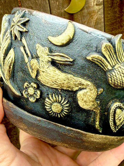 Folk Witch Ceramic Planter