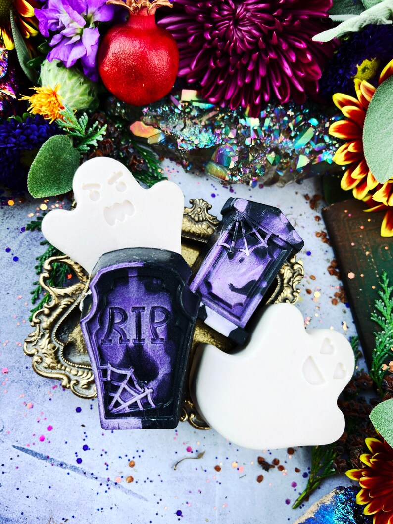 Cute Graveyard Ghost Soaps | Anita Apothecary, Ghost Headstone Soap, Cute Halloween Gifts, Halloween Forever, Halloween Aesthetic