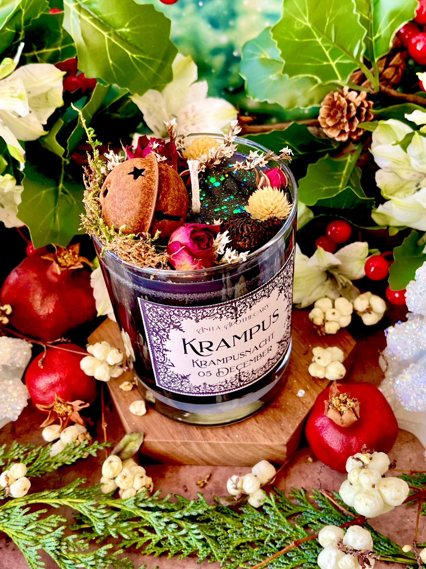 Krampus Candle ~ Yuletide candle, Yule Candle, Yule Gift, Witches candle, red cauldron, witchcraft spell candle, Anita Apothecary