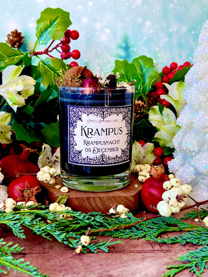 Krampus Candle ~ Yuletide candle, Yule Candle, Yule Gift, Witches candle, red cauldron, witchcraft spell candle, Anita Apothecary