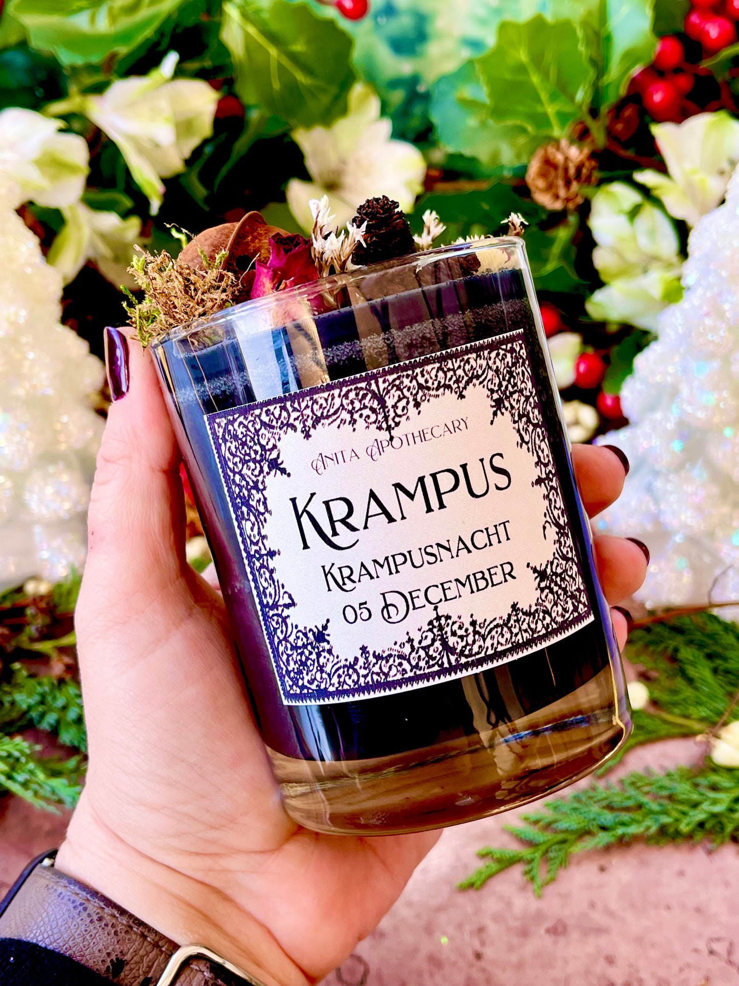 Krampus Candle ~ Yuletide candle, Yule Candle, Yule Gift, Witches candle, red cauldron, witchcraft spell candle, Anita Apothecary