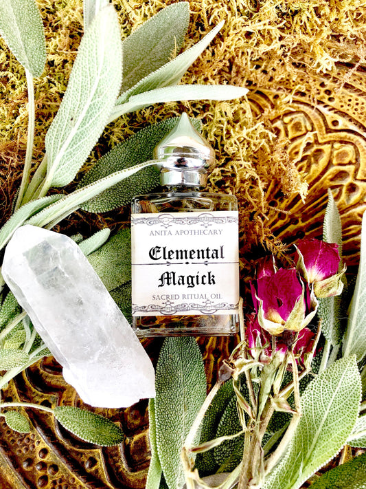 Elemental Magick Ritual Oil~ Witches Elements, Earth Air Fire Water, Witches Spell Oil, Spell Candle, witches candle, Astrology candle