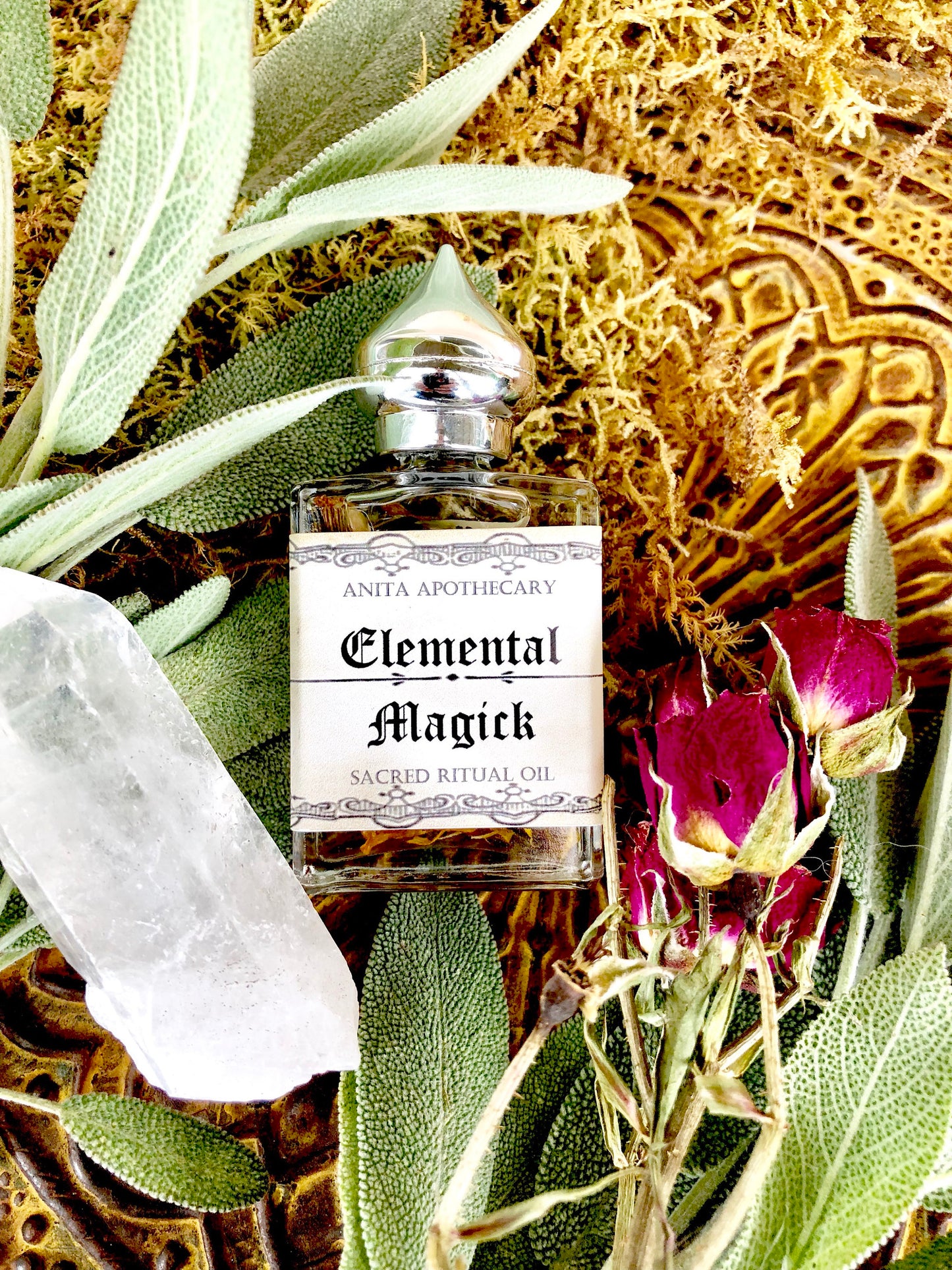 Elemental Magick Ritual Oil~ Witches Elements, Earth Air Fire Water, Witches Spell Oil, Spell Candle, witches candle, Astrology candle