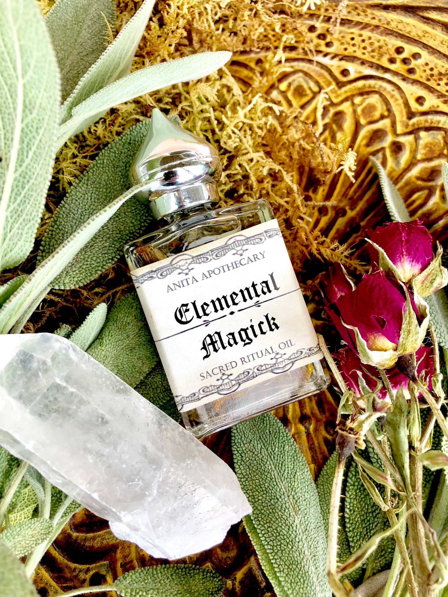 Elemental Magick Ritual Oil~ Witches Elements, Earth Air Fire Water, Witches Spell Oil, Spell Candle, witches candle, Astrology candle