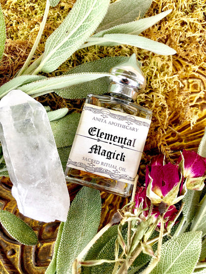 Elemental Magick Ritual Oil~ Witches Elements, Earth Air Fire Water, Witches Spell Oil, Spell Candle, witches candle, Astrology candle