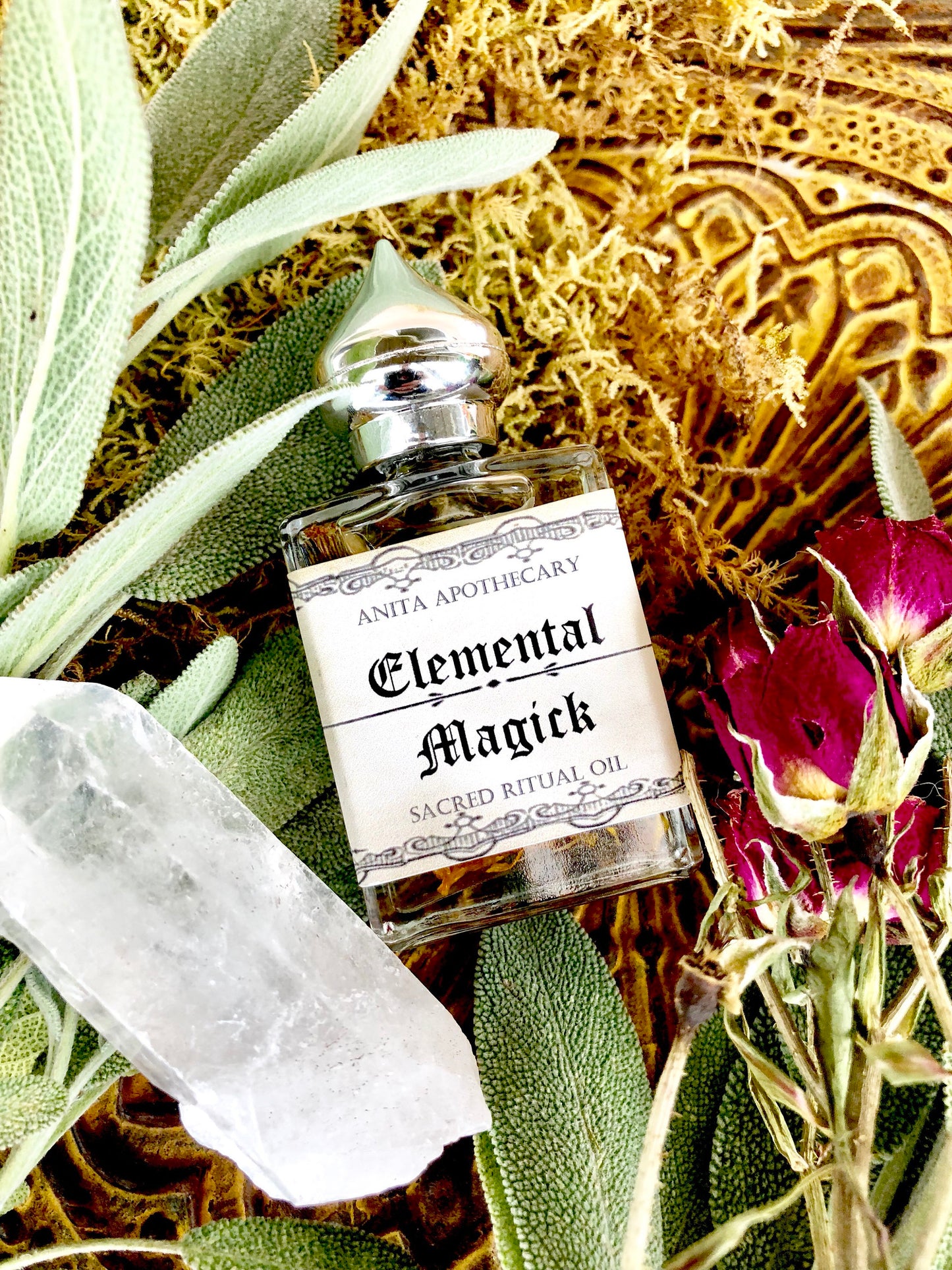 Elemental Magick Ritual Oil~ Witches Elements, Earth Air Fire Water, Witches Spell Oil, Spell Candle, witches candle, Astrology candle