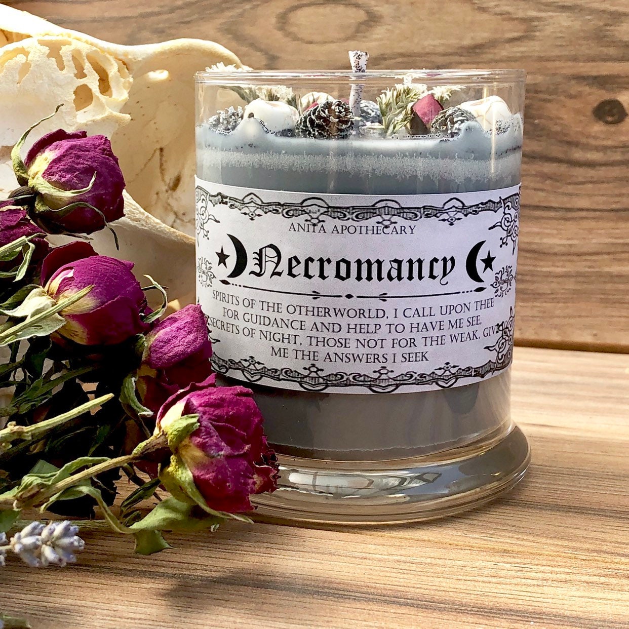 Necromancy ~ Otherworld Candle, Spirits, Ghosts, Day of the Dead, samhain candle, witches spell candle, Spell candle, crystal candle, wicca