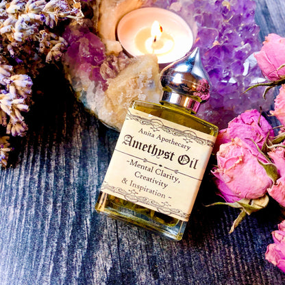 Amethyst Oil~Mental Clarity~Creativeness, Goddess oil, Witchcraft supplies, Ritual oil, Altar tools, Wicca, Witch potion, Moon Goddess Oil