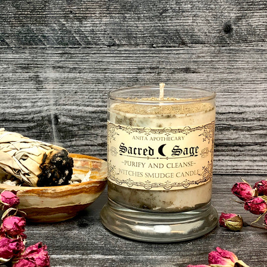 Sacred Sage ~ Witches Smudge Candle, Sacred Sage Smudge, Sage Candle, Anita Apothecary, Floral Smudge, Empath Oil, Moonstone Oil