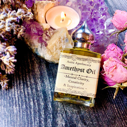 Amethyst Oil~Mental Clarity~Creativeness, Goddess oil, Witchcraft supplies, Ritual oil, Altar tools, Wicca, Witch potion, Moon Goddess Oil