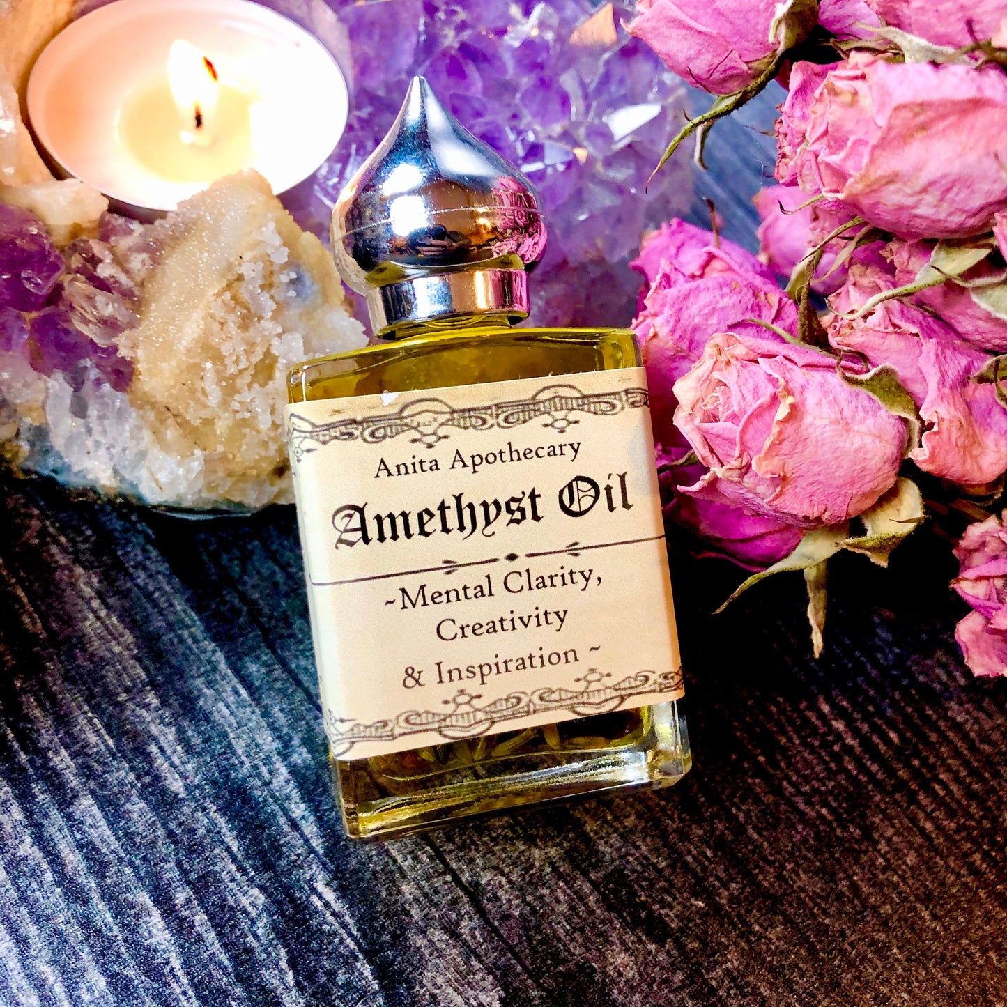 Amethyst Oil~Mental Clarity~Creativeness, Goddess oil, Witchcraft supplies, Ritual oil, Altar tools, Wicca, Witch potion, Moon Goddess Oil