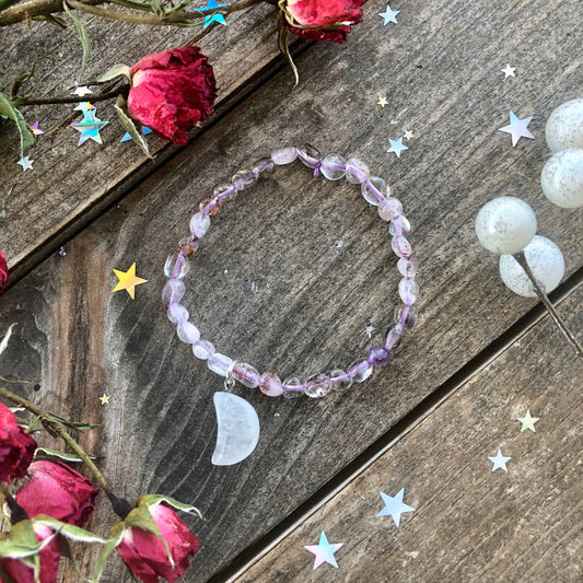 Super 7 Crystal Bracelet ~ Anita Apothecary, Super 7, Moon jewelry, moon phase bracelet, Celestial jewelry, celestial bracelet, Moon jewelry