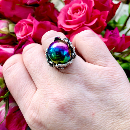 The Seers Ring ~ Anita Apothecary, Crystal ball ring, sphere ring, witch jewelry, witchcraft jewelry, witches ring, witch ring, salem ring