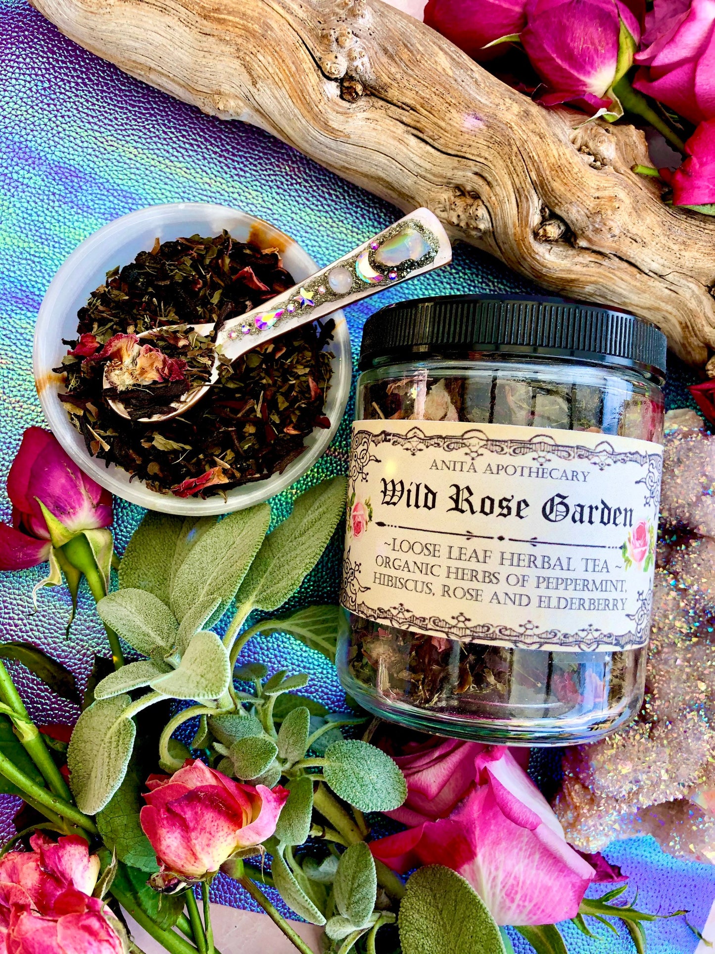 Wild Rose Garden Tea ~ Anita Apothecary, Herbal tea, loose leaf tea, Mother’s Day gift, rose tea, witches tea, tea gift, tea cup