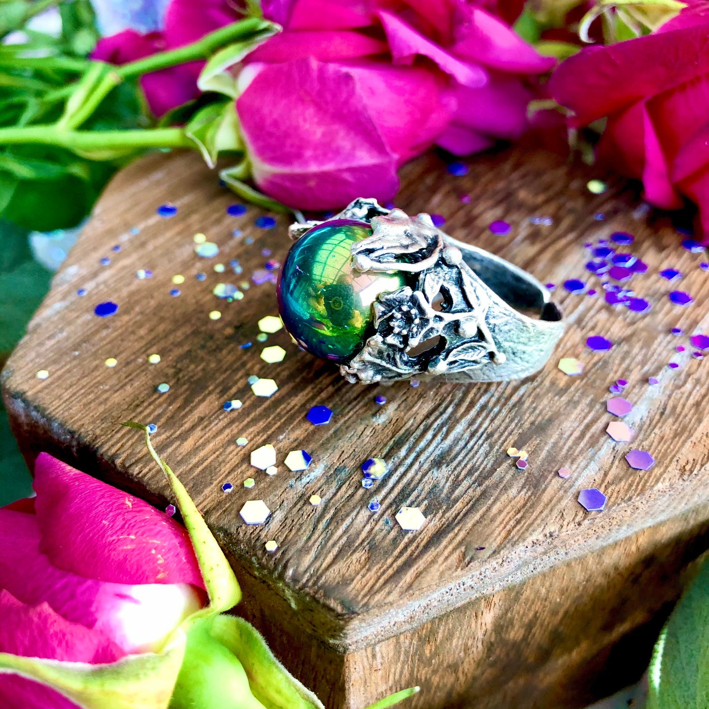 The Seers Ring ~ Anita Apothecary, Crystal ball ring, sphere ring, witch jewelry, witchcraft jewelry, witches ring, witch ring, salem ring