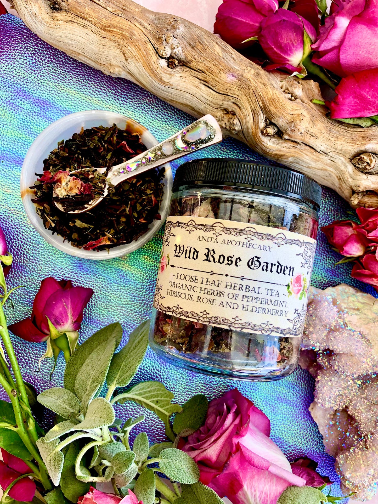 Wild Rose Garden Tea ~ Anita Apothecary, Herbal tea, loose leaf tea, Mother’s Day gift, rose tea, witches tea, tea gift, tea cup