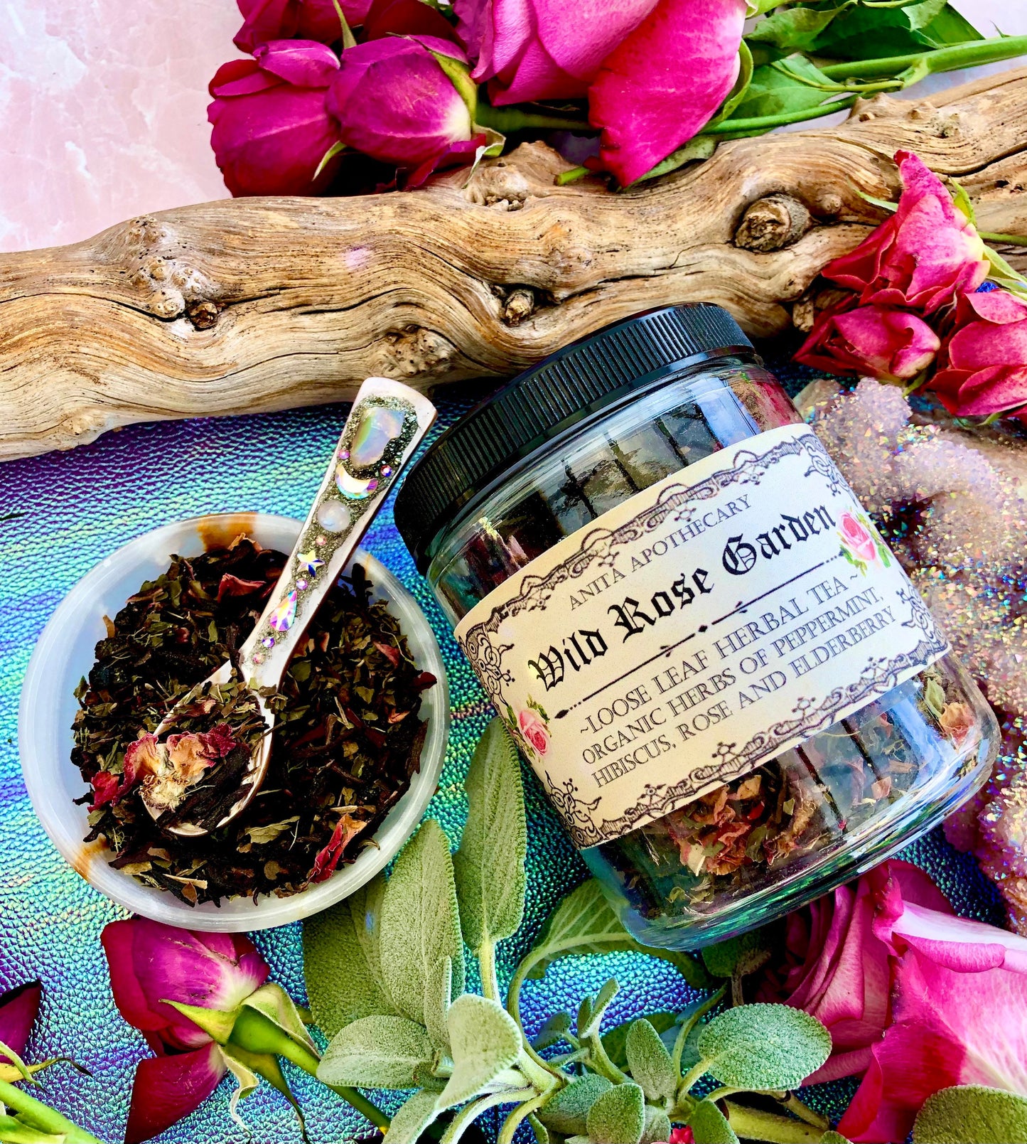 Wild Rose Garden Tea ~ Anita Apothecary, Herbal tea, loose leaf tea, Mother’s Day gift, rose tea, witches tea, tea gift, tea cup