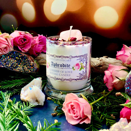 Aphrodite Goddess of Beauty Candle ~ Anita Apothecary, witchcraft candle, witch oil, greek goddess, Freyja, Venus candle, love candle,