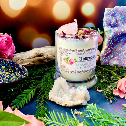 Aphrodite Goddess of Beauty Candle ~ Anita Apothecary, witchcraft candle, witch oil, greek goddess, Freyja, Venus candle, love candle,