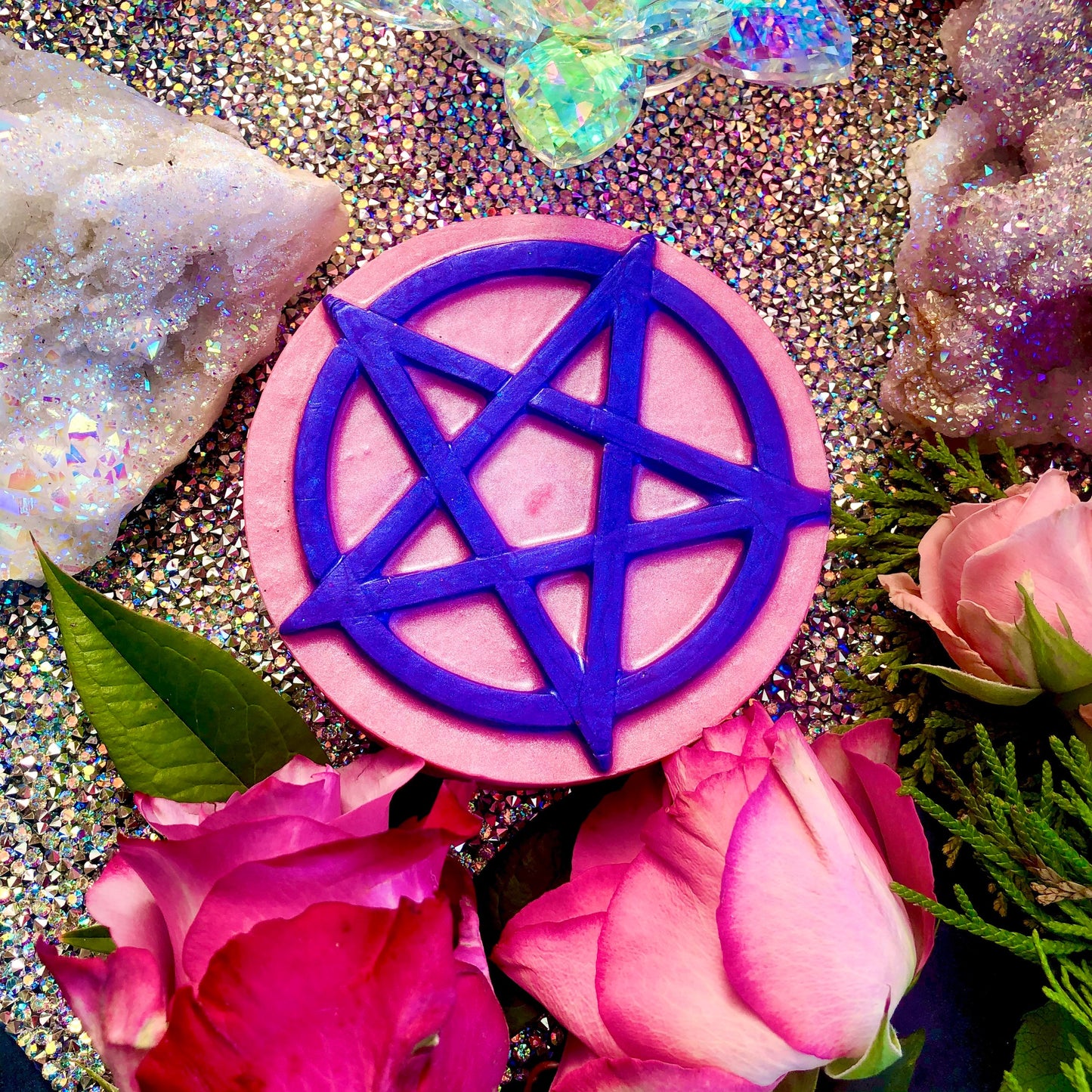 Pentacle Pink Soap - Shea Butter Natural Soap Ritual Oil Witchcraft Magick Rose soap Wicca Witch Oil Anita Apothecary Shop