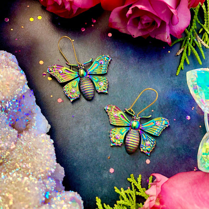 Butterfly Spirit Earrings ~ Rainbow butterfly earrings, Anita Apothecary, Iridescent jewelry, Witch jewelry, witch earrings, Festival style