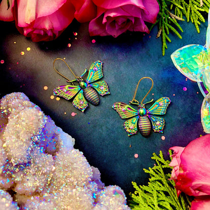 Butterfly Spirit Earrings ~ Rainbow butterfly earrings, Anita Apothecary, Iridescent jewelry, Witch jewelry, witch earrings, Festival style