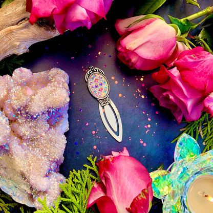 Angel Aura Grimoire Bookmark ~ Anita Apothecary, Book of Shadows, Crystal bookmark, crystal resin cabochon, witch bookmark