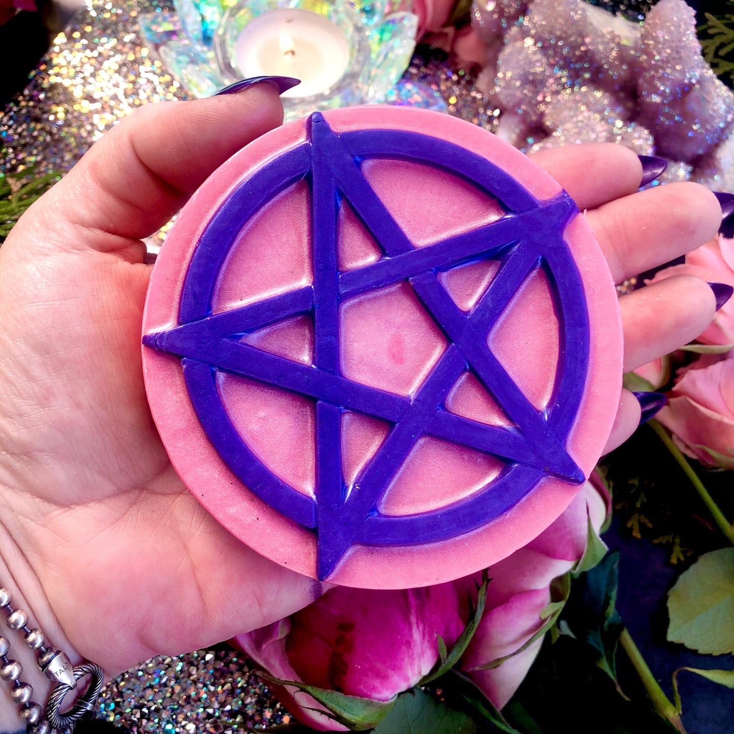 Pentacle Pink Soap - Shea Butter Natural Soap Ritual Oil Witchcraft Magick Rose soap Wicca Witch Oil Anita Apothecary Shop