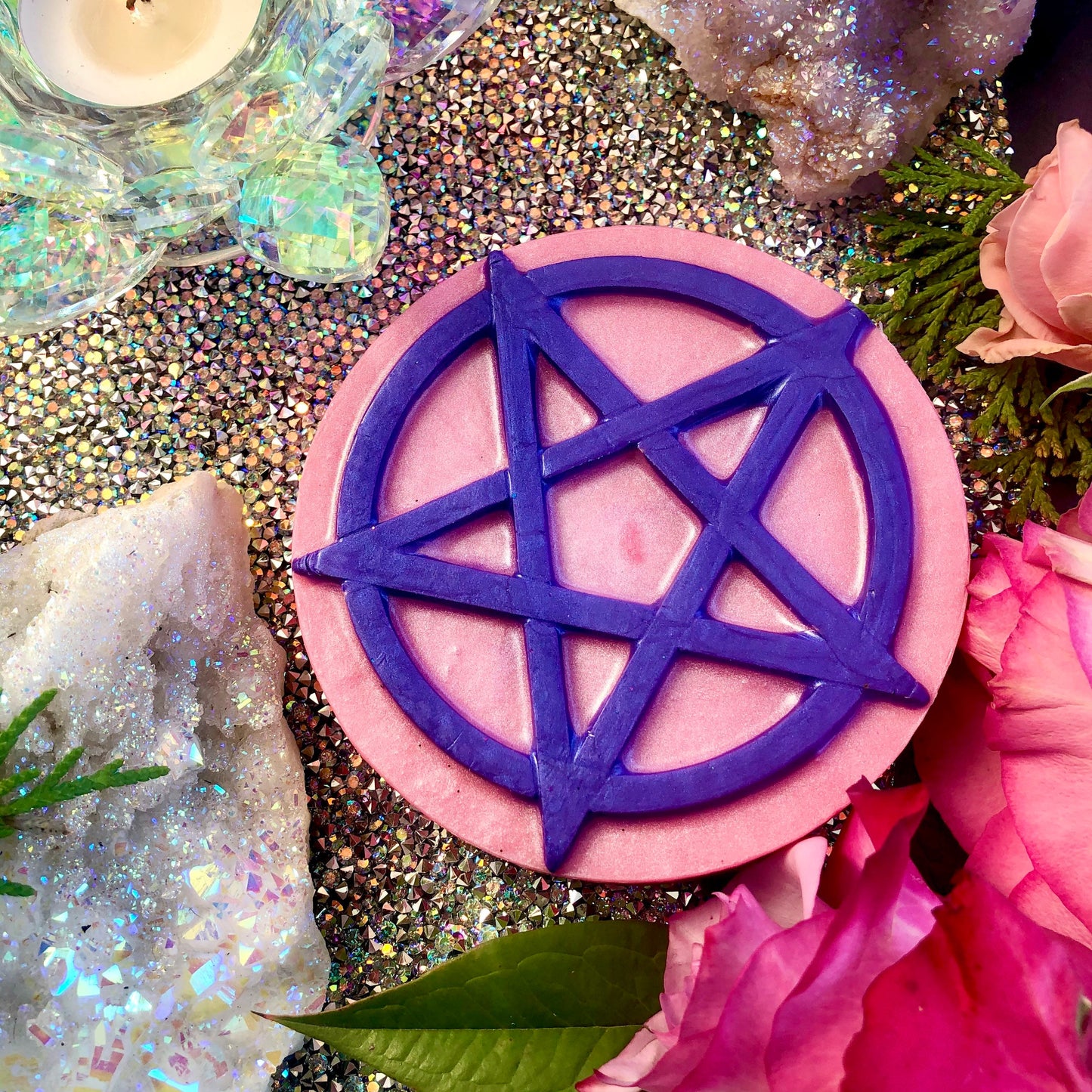 Pentacle Pink Soap - Shea Butter Natural Soap Ritual Oil Witchcraft Magick Rose soap Wicca Witch Oil Anita Apothecary Shop