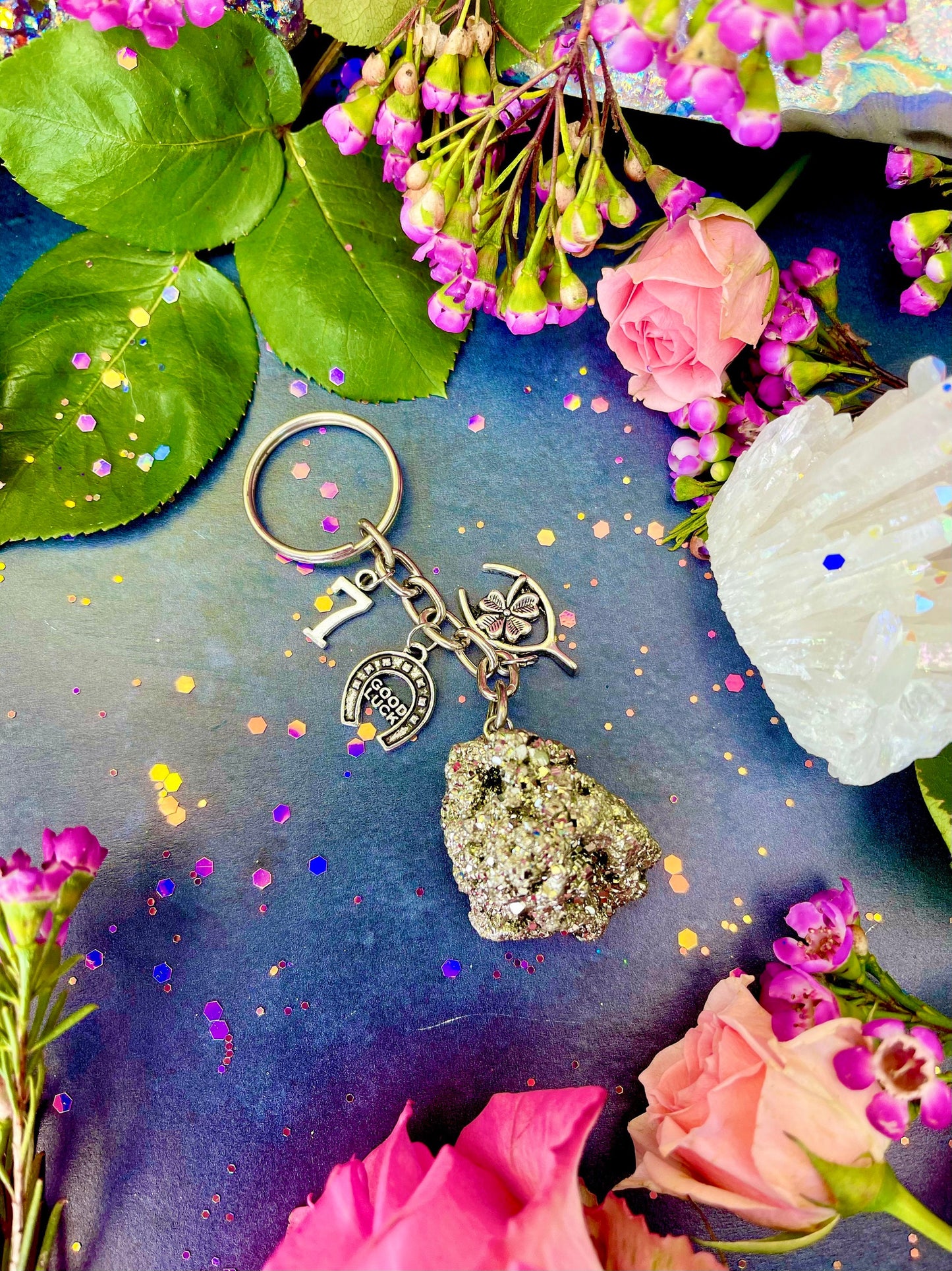 Witches Lucky Charm Pyrite Keychain ~ Anita Apothecary, Pyrite nugget, Lucky charms, Witchcraft tools, witch mojo, hoodoo trinkets