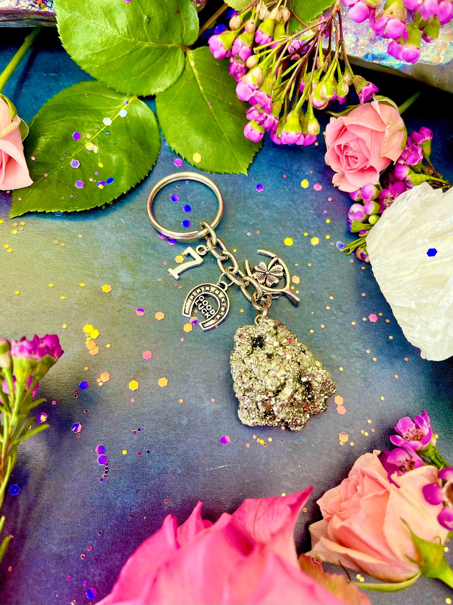 Witches Lucky Charm Pyrite Keychain ~ Anita Apothecary, Pyrite nugget, Lucky charms, Witchcraft tools, witch mojo, hoodoo trinkets