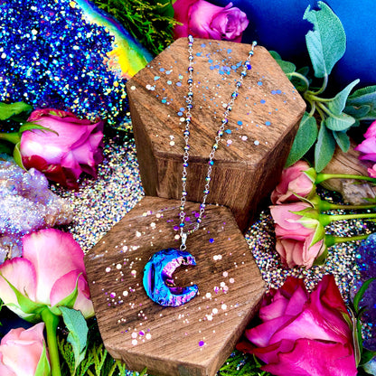 Aura Moon Quartz Necklace ~ Anita Apothecary, Rainbow Aura Crystal, Aura Necklace, Witch Jewelry