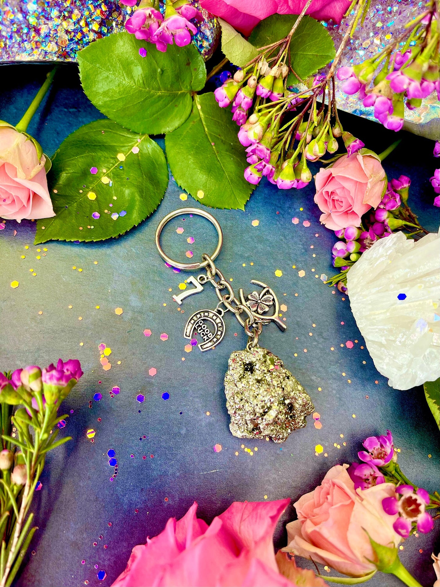 Witches Lucky Charm Pyrite Keychain ~ Anita Apothecary, Pyrite nugget, Lucky charms, Witchcraft tools, witch mojo, hoodoo trinkets