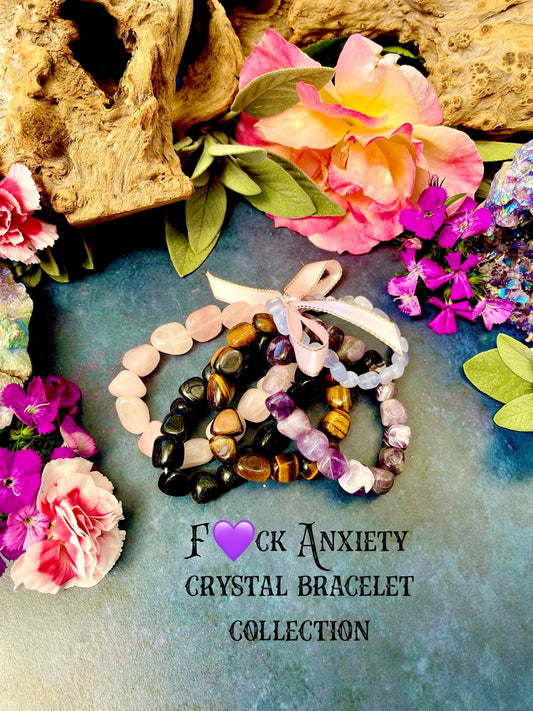 F*ck Anxiety Crystal Bracelets~ Anita Apothecary, Anxiety Candle, Anxiety Jewelry, Anxiety Gift, Mental Health Gift