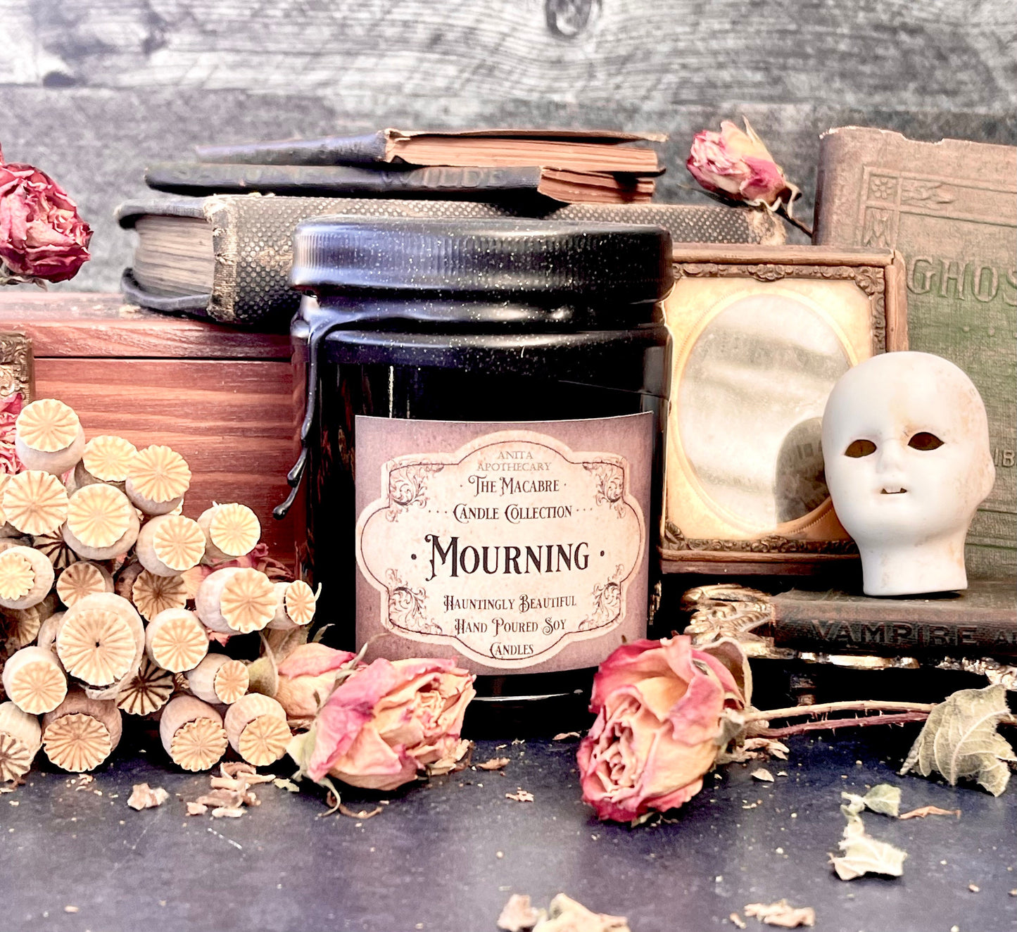 Mourning - Anita Apothecary Candles, Dark Candle, Creepy art gifts, Victorian Tea Catcher, Victorian Death, Victorian Candles, Death gift