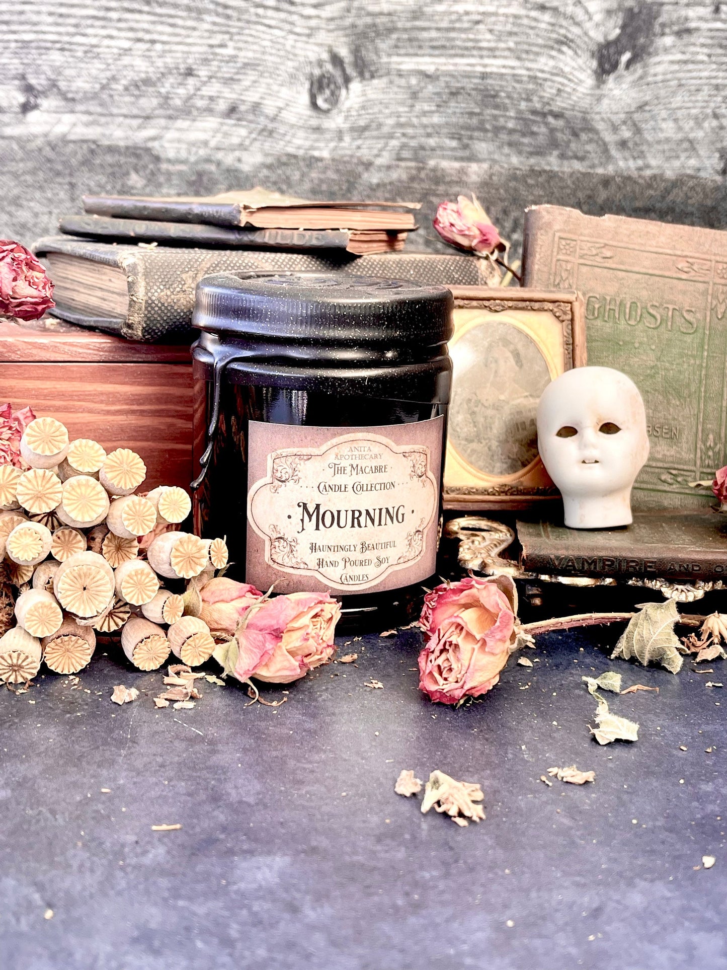 Mourning - Anita Apothecary Candles, Dark Candle, Creepy art gifts, Victorian Tea Catcher, Victorian Death, Victorian Candles, Death gift