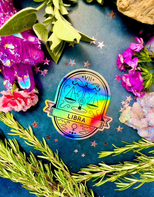 Libra Holographic Sticker ~ Anita Apothecary, Planner stickers, Water bottle stickers, Witch Stickers, Holographic stickers, Sticker