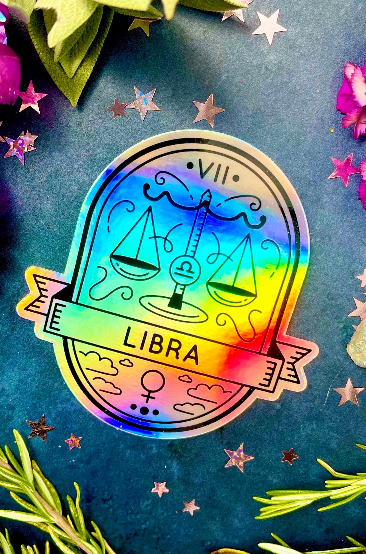 Libra Holographic Sticker ~ Anita Apothecary, Planner stickers, Water bottle stickers, Witch Stickers, Holographic stickers, Sticker