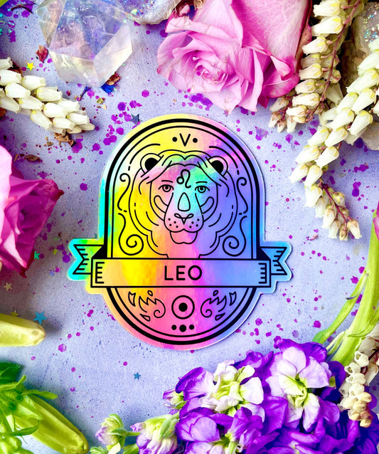 Leo Holographic Sticker ~ Anita Apothecary, Planner stickers, Water bottle stickers, Witch Stickers, Holographic stickers, Sticker