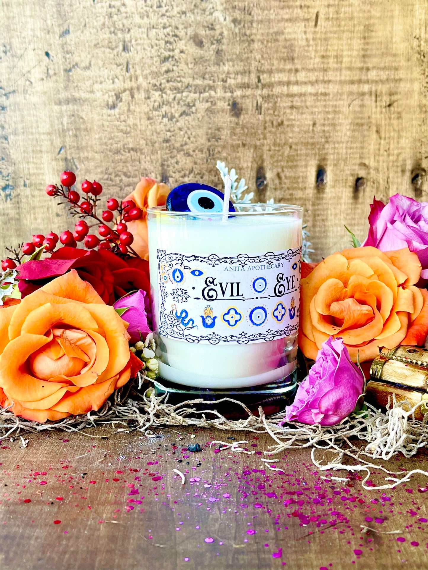 Evil Eye Protection Candle ~ Anita Apothecary, Nazar Eye, Evil Eye Protection, Evil Eye Candle, Evil Eye Decor, Witches Protection Candle