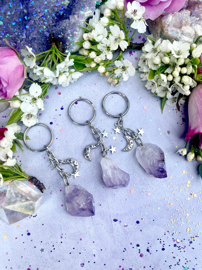 Witches Charm Amethyst Keychain ~ Anita Apothecary, Amethyst keychain, Lucky charms, Witchcraft tools, witch mojo, hoodoo trinkets