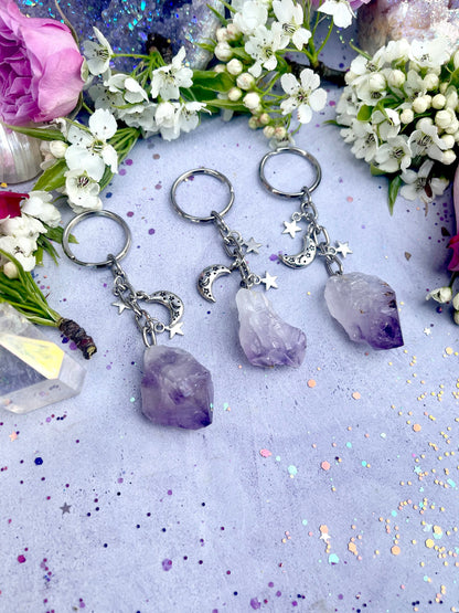 Witches Charm Amethyst Keychain ~ Anita Apothecary, Amethyst keychain, Lucky charms, Witchcraft tools, witch mojo, hoodoo trinkets