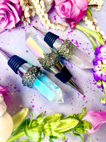 Angel Aura Quartz Luxury Wine Stopper ~ Anita Apothecary, Angel Aura Quartz tower, Aura Quartz Point, Aura Quartz, Angel Aura Clusters