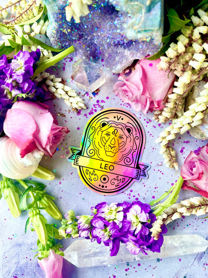 Leo Holographic Sticker ~ Anita Apothecary, Planner stickers, Water bottle stickers, Witch Stickers, Holographic stickers, Sticker