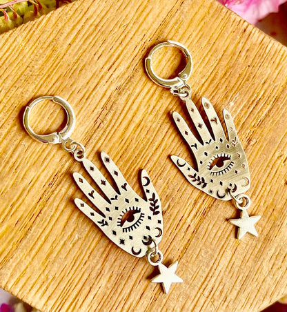 Hand of Fate Earrings ~ Anita Apothecary, Fortune Teller jewelry, Pagan jewelry, Witch Earrings, Tarot Jewelry, Palmistry Jewelry