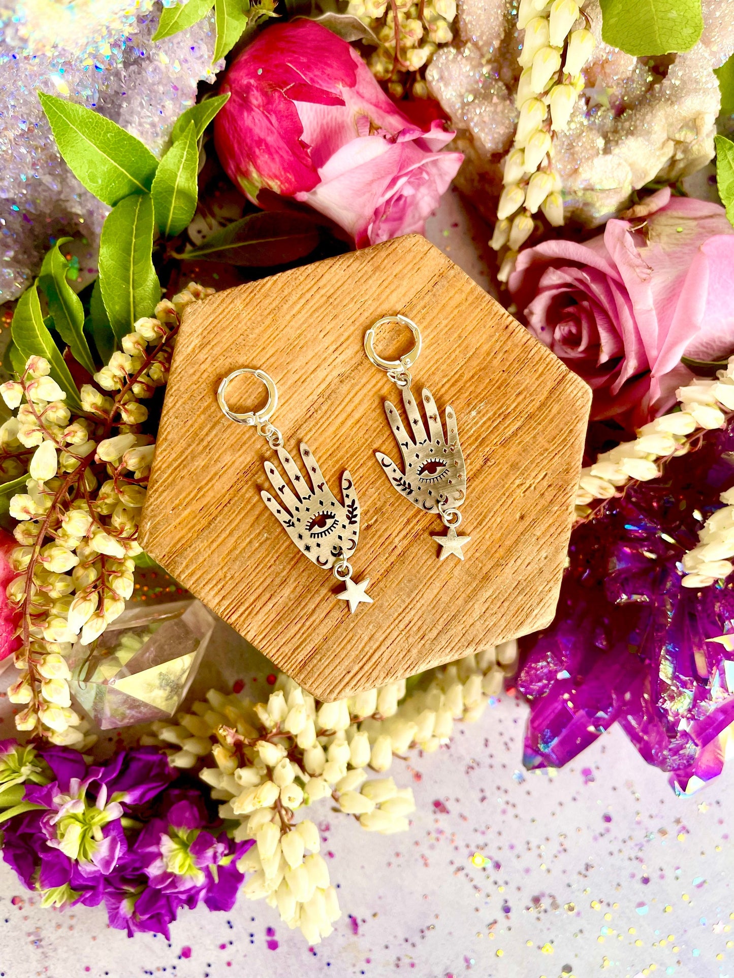 Hand of Fate Earrings ~ Anita Apothecary, Fortune Teller jewelry, Pagan jewelry, Witch Earrings, Tarot Jewelry, Palmistry Jewelry