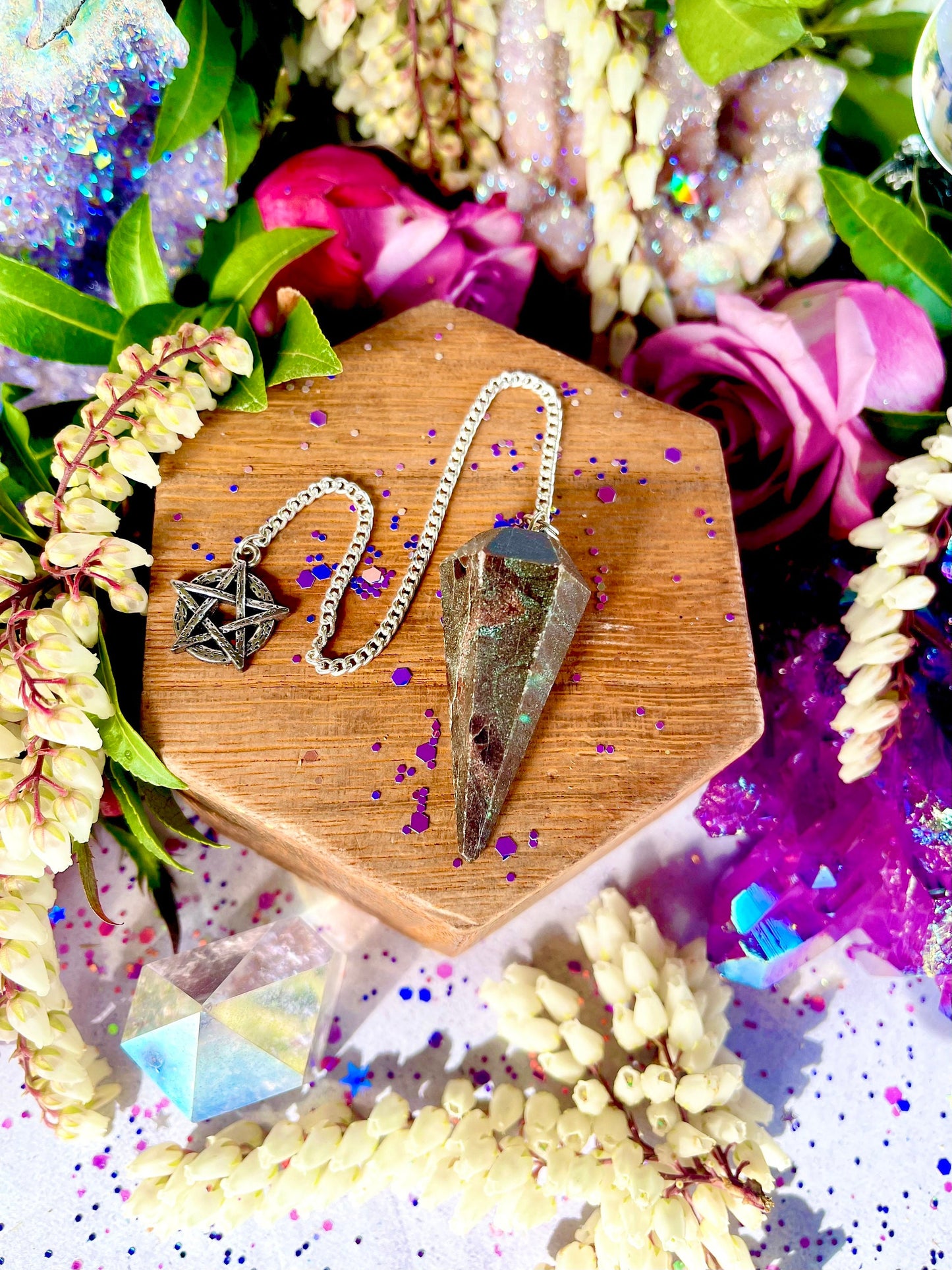 Genuine Garnet Pendulum ~ Anita Apothecary, Crystal pendulum, Pyrite pendulum, witchcraft tools, altar tools, pendulums