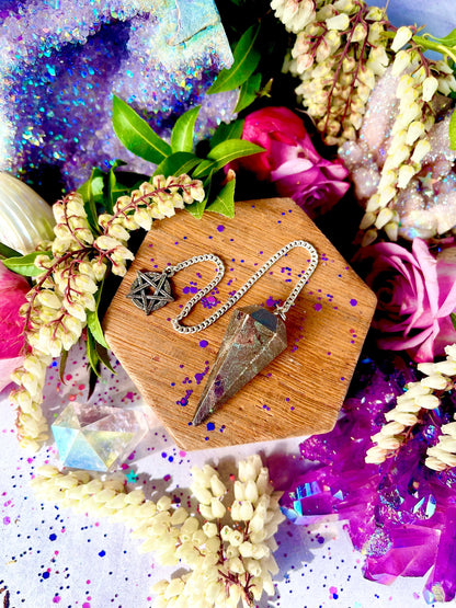 Genuine Garnet Pendulum ~ Anita Apothecary, Crystal pendulum, Pyrite pendulum, witchcraft tools, altar tools, pendulums