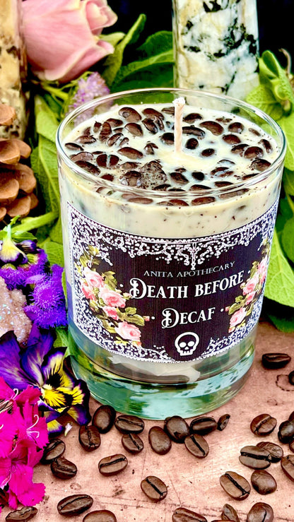 Death before Decaf Coffee Candle ~ Anita Apothecary, Coffee candle, Espresso candle, Barista gift, coffee lover gifts, Coffee Addict, Coffee