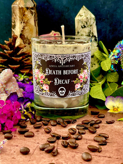 Death before Decaf Coffee Candle ~ Anita Apothecary, Coffee candle, Espresso candle, Barista gift, coffee lover gifts, Coffee Addict, Coffee